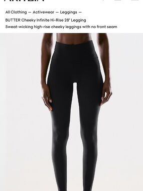 Aritzia Black High-Rise Cheeky Leggings 28”